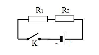 Начертите схему последовательного соединения двух резисторов сопротивлением 1 Ом и 2 Ом. В каком из