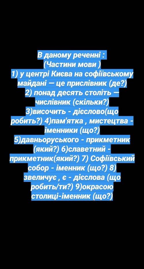 Синтаксичний розбір безсполучникового складного реченняУ центрі Києва на Софіївському майдані понад