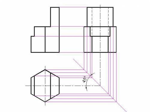 По двум проекциям призмы построить третью проекцию(третий вид)