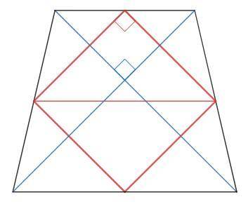 Диагонали равносторонней трапеции перпендикулярны, а средняя линия равна 10 см. Найдите площадь четы