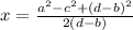 x=\frac{a^2-c^2+(d-b)^2}{2(d-b)}