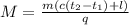 M = \frac{m(c(t_2 - t_1) + l)}{q}