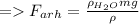 = F_{arh} = \frac{\rho_{H_2O}mg}{\rho}