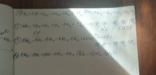 Бутан⇒бутен-1⇒1,2-дибромбутан⇒бутен-1⇒СО2 пентен-1⇒пентан⇒2-хлорпентан⇒пентен-2⇒СО2