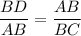 \dfrac{BD}{AB}=\dfrac{AB}{BC}