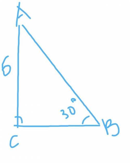 В треугольнике АВС угол С=90*,угол В=30*, сторона АС=6 см. Найди сторону ВА. Начертите