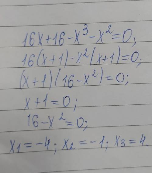 Реши уравнение 16 x+16−x 3−x 2=0. x 1=? x 2=? x 3=? (Запиши корни уравнения в окошках в порядке возр