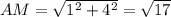 AM=\sqrt{1^2+4^2}=\sqrt{17}