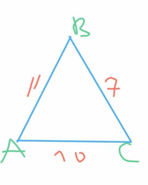Решите треугольник ABC, если BC=7, AC=10 и решить