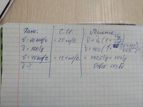 Автомобиль, движущийся со скоростью 90 км/ч, подаёт звуковой сигнал частотой 500 Гц велосипедисту, д