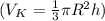 (V_K = \frac{1}{3} \pi R^2h)