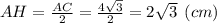 AH = \frac{AC}{2} = \frac{4\sqrt{3}}{2} = 2\sqrt{3} \:\: (cm)