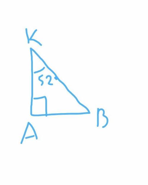 Дан прямоугольный треугольник ABK. Определи ∡ B, если ∡ K = 52°. ∡ B =