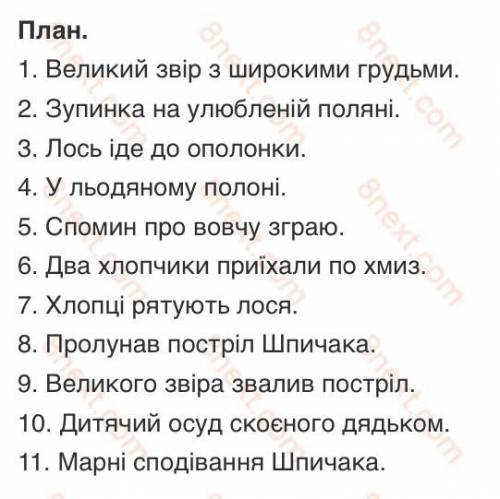 Складіть план до оповідання «Лось» 6-8 пунктів