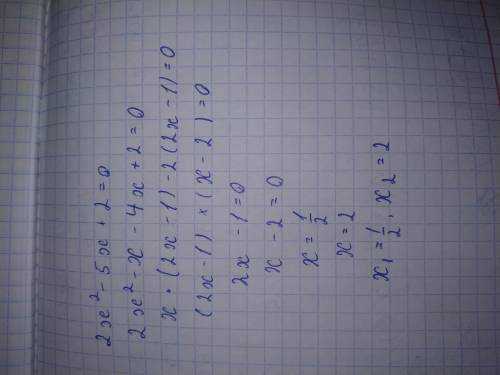 Знайти корені рівняння 2x²-5x+2=0.