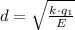 d = \sqrt{\frac{k\cdot q_1}{E}}