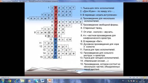 Составить кроссворд на тему ,,Музыка и Изо 20слов с определениями