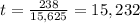 t = \frac{238}{15,625} = 15,232