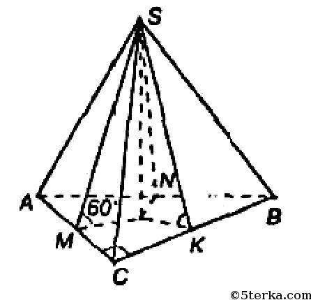 Основанием пирамиды является прямоугольный треугольник с катетами 6 см и 8 см. Все боковые грани с п