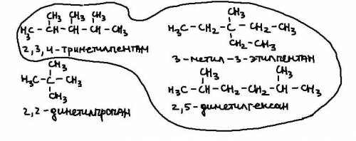 Напишите структурные формулы следующих соединений 2, 3, 4- триметилпентан 2, 2 диметилпропан 3 метил