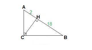 Найдите площадь прямоугольного треугольника, у которого проекции катетов на гипотенузу равны 2 см и