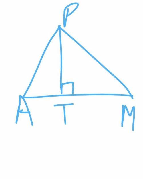 В треугольнике APM проведена высота PT. Известно, что ∡ PAM = 10° и ∡ APM = 116°. Определи углы треу