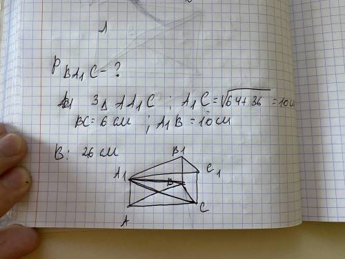 ABCA1B1C1-правильная призма Дано:AB=6,AA1=8. Найдите PBA1C