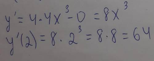 Найди производную функции y=4x^4−8 в точке x=2. ответ (если необходимо, ответ округли до 0.01): y′(2