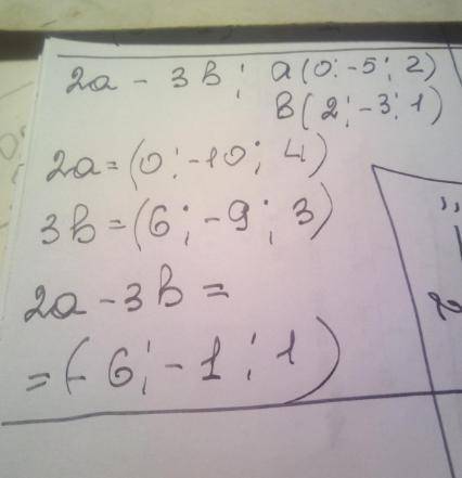 Найдите разность 2a-3b, если a(0;-5;2) и b(2;-3;1)​