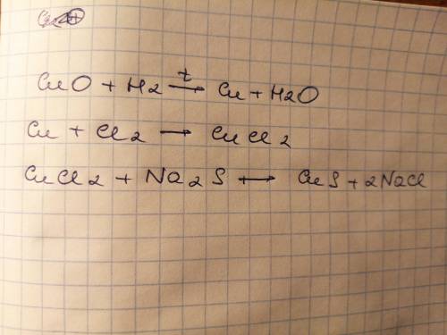 Дана схема превращений CuO Cu CuCl2 CuS Напишите молекулярные уравнения реакций, с которых можно ос