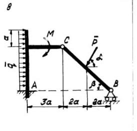 Дано: схема конструкция P = 20 кН; M = 12 кНм; q = 2,2 кН/м ; a = 1 м; α = 75 ; β = 30 . Определить 