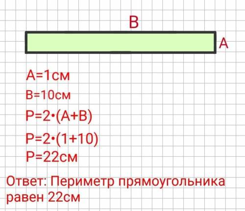 – Начертите прямоугольник со сторонами 1 см и 10 см. – Найдите периметр данного прямоугольника. 2кла