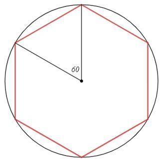 Найдите площадь той части круга, которая расположена вне вписанного в него правильногошестиугольника