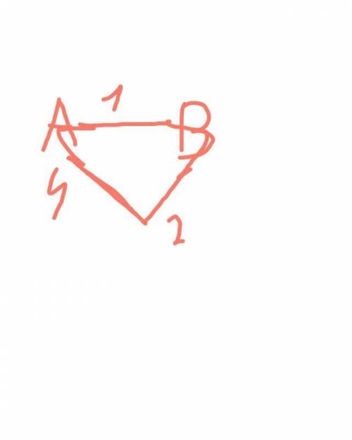Построить треугольник по трем сторонам(АВ=1см., ВС=2см., АС=4см.)