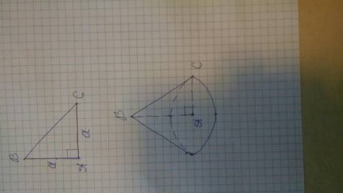 Знайдіть об'єм тіла отриманого в результаті обертання рівнобедренного прямокутного трикутника навкол