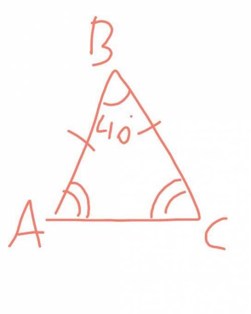 В равнобедренном треугольнике ABC с основанием AC угол ABC=40° найдите угол BAC и BCA​