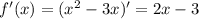 f'(x) = (x^{2} - 3x)' = 2x - 3