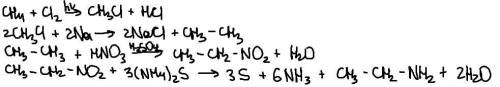 Осуществите цепочку превращений: метан→хлорметан→этан→нитроэтан→ этиламин