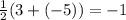 \frac{1}{2} (3+(-5))=-1