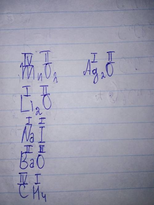 Позначте валентність елементів в сполуках MnO2 Li2O SO3 NaI BaO H4C AG2O заранее