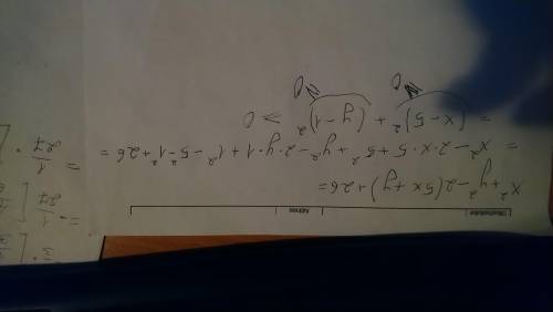 Доведіть, що при будь-яких значеннях змінних х^2+у^2-2(5х+у)+26≥0