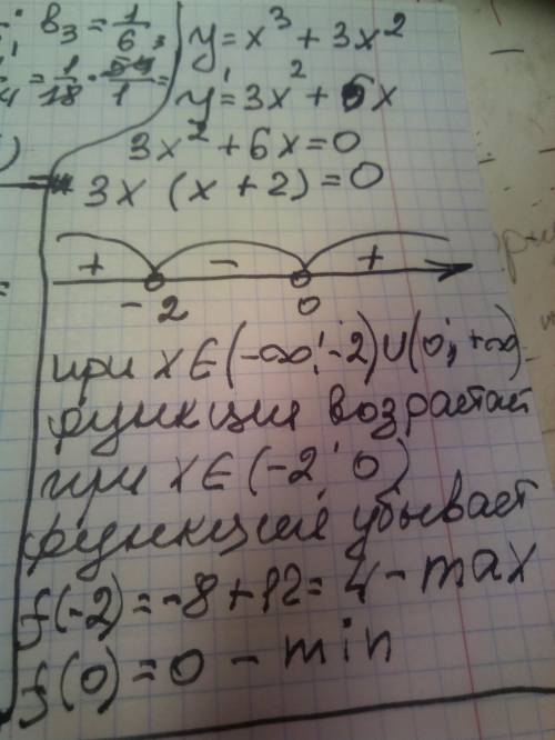 Найдите промежутки возрастания и убывания функции: У=х^3 + 3x^2