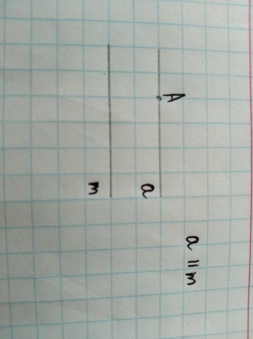 Накреслити пряму m, позначити поза нею точку А. Провести через точку А пряму, паралельну прямій m.