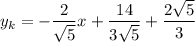 y_k=-\dfrac{2}{\sqrt{5} }x+\dfrac{14}{3\sqrt{5} }+\dfrac{2\sqrt{5} }{3}
