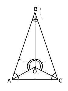 O - точка перетину бісектрис трикутника ABC, ∠AOB = ∠COB. Знайдіть найменший кут трикутника ABC, якщ