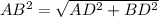 AB^{2}= \sqrt{AD^{2} +BD^{2} }