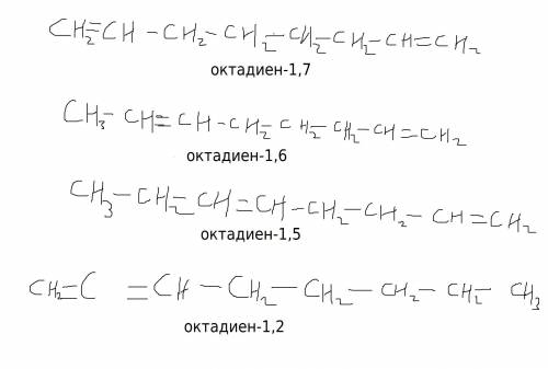 Составить структурные формулы изомеров октина (по четыре примера на каждый вид изомерии), назвать по