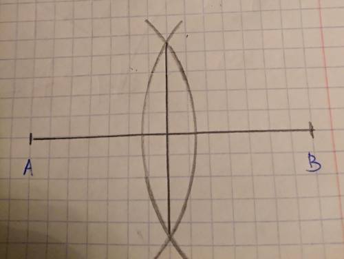 Отрезок AB=7см разделить пополам с циркуля и линейки