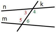 5)Сумма двух односторонних углов, образованных при пересечении прямых m и n секущей k, равна 148. Оп