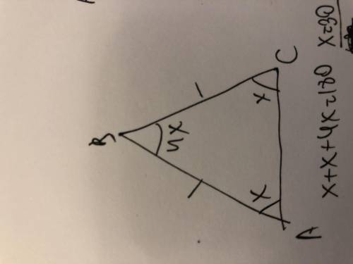 В равнобедренном треугольнике угол между боковыми сторонами в 4раза больше угла при основании.Найдит